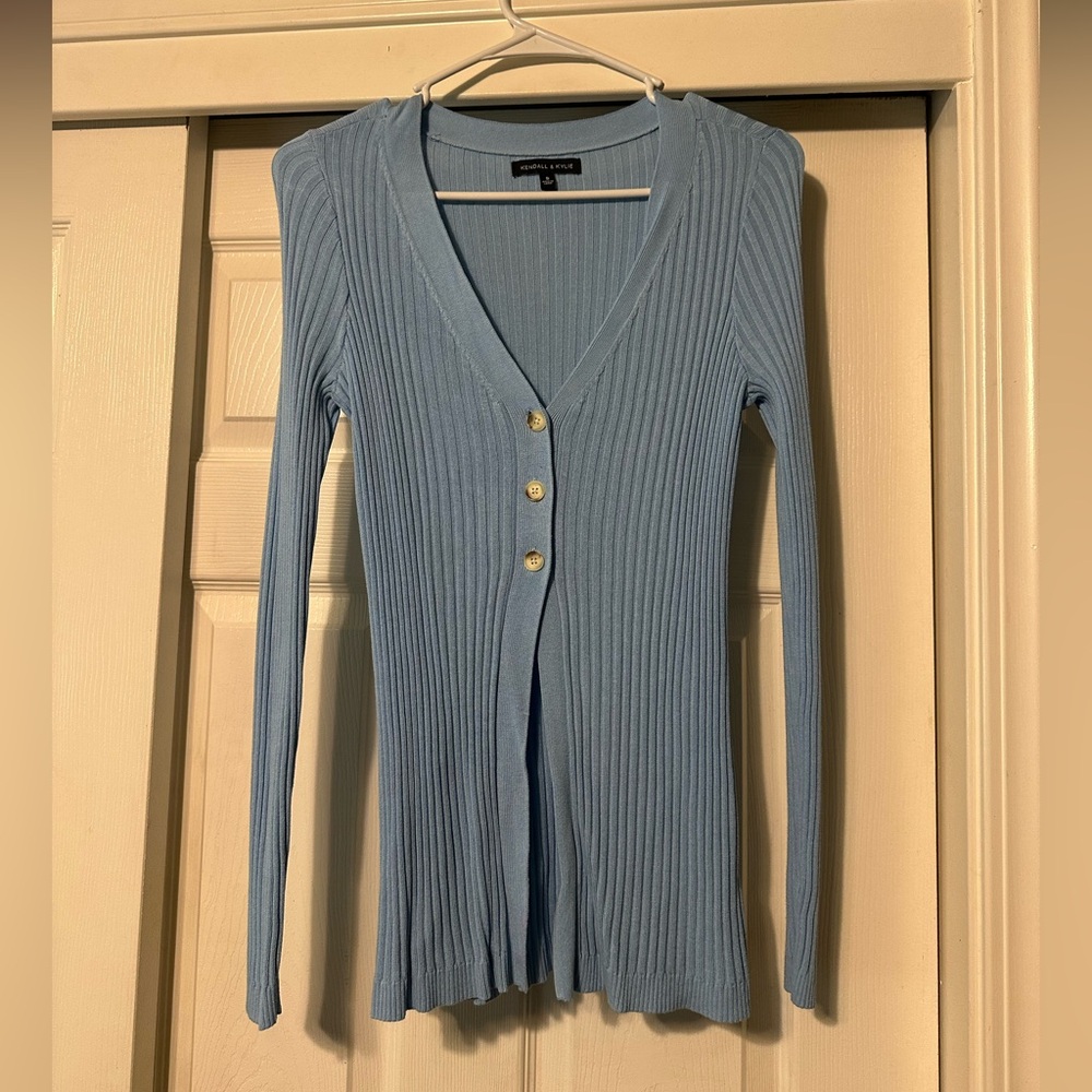 Kendall & Kylie Sky Blue Ribbed Sweater